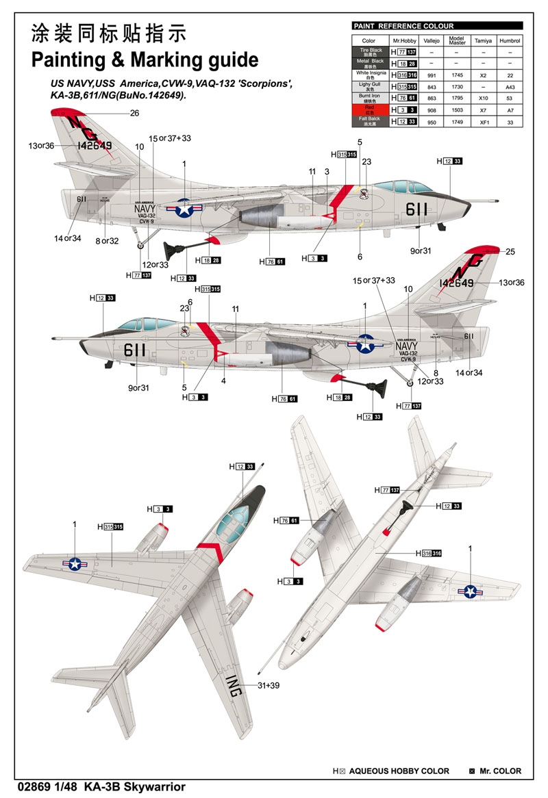 KA-3B Skywarrior 02869-1/48 Series-TRUMPETER（china）