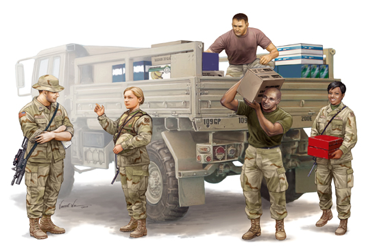 Modern U.S. soldiers – Logistics Supply Team  00429   1:35