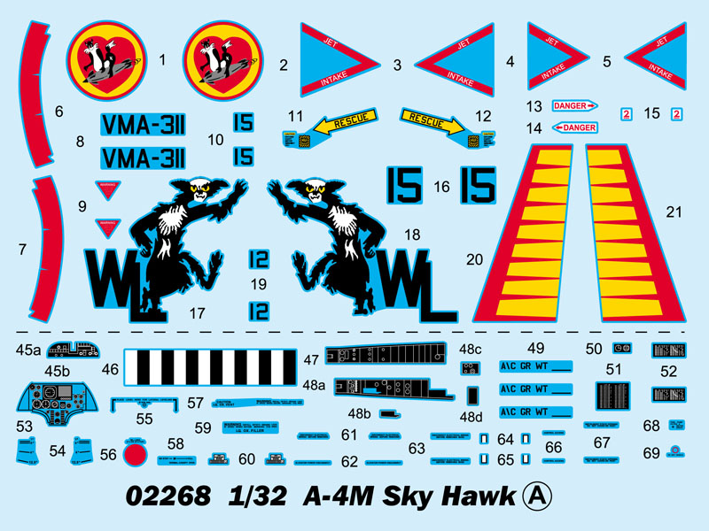 TRUMPETER A-4M SKY HAWK 02268 *PARTS* SPRUE D-STABILILATORS+RUDDER+MORE 1/32 