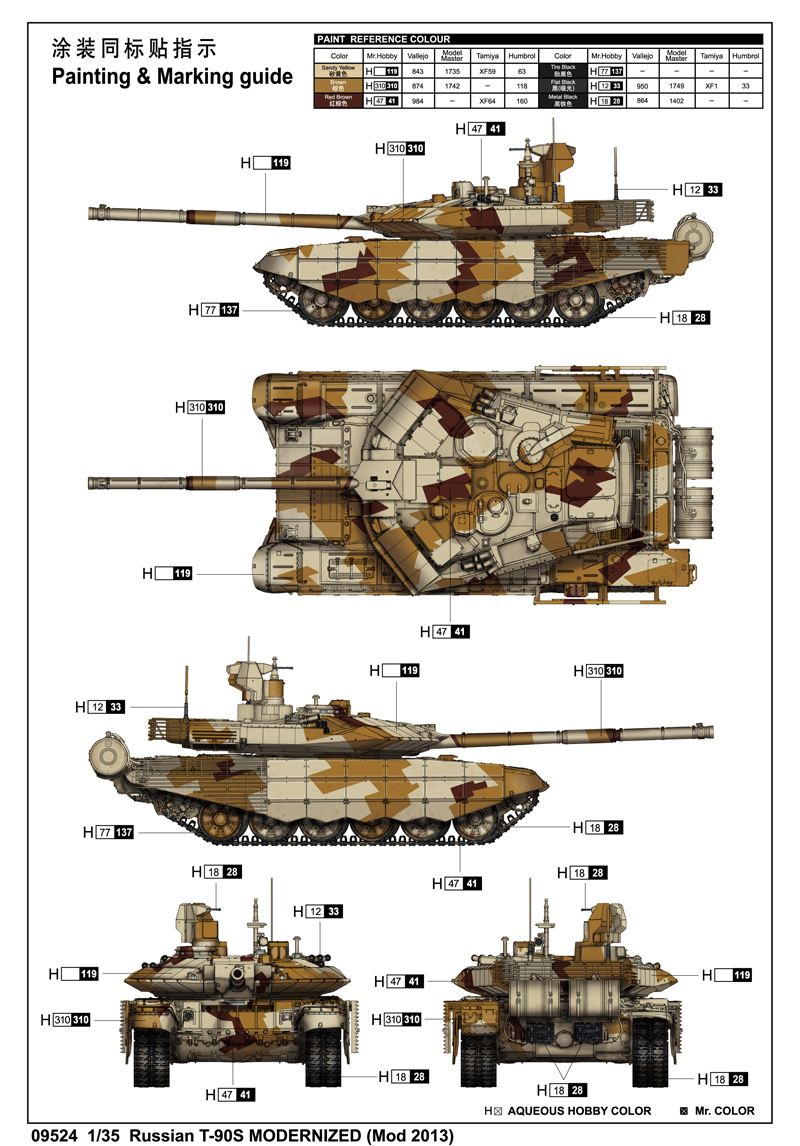 Russian T-90S MODERNIZED (Mod 2013) 09524-1/35 Series