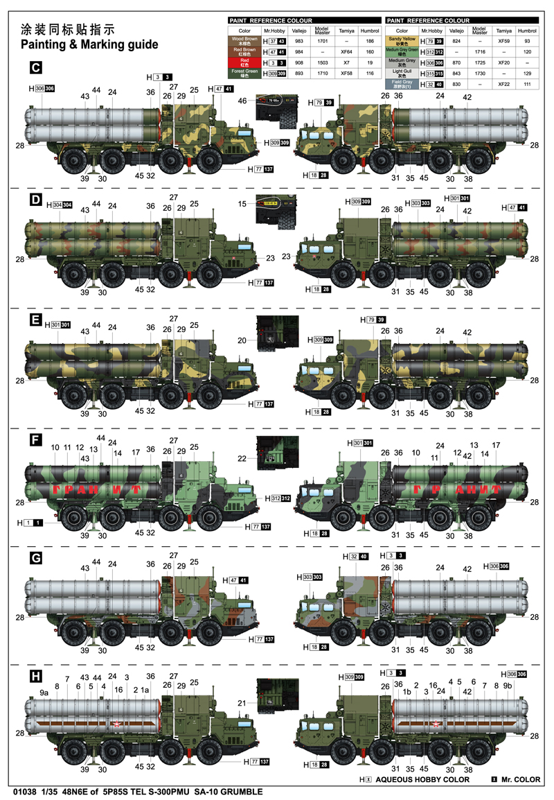 Trumpeter 01038 1/35 Mô Hình Xe Phóng Tên Lửa Soviet S-300PMU `SA-10