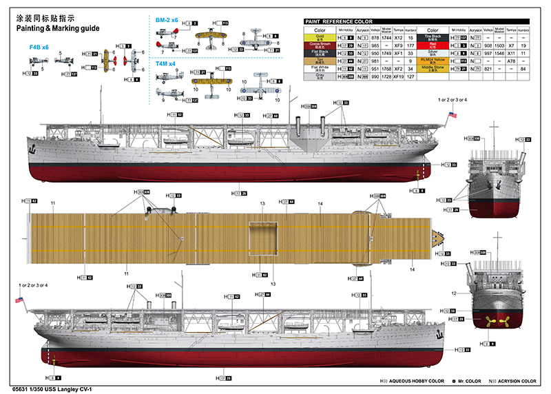 USS Langley CV-1 05631-1/350 Series-TRUMPETER（china）