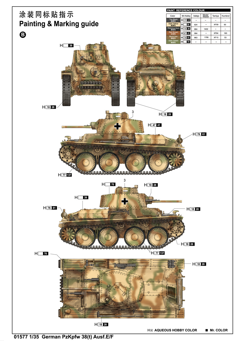 German PzKpfw 38(t) Ausf.E/F 01577-1/35 Series-TRUMPETER（china）